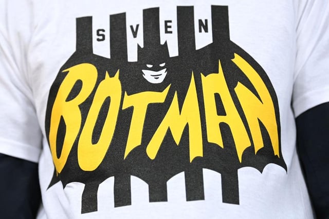 One fan sports a shirt dedicated to new signing Sven Botman  (Photo by Stu Forster/Getty Images)