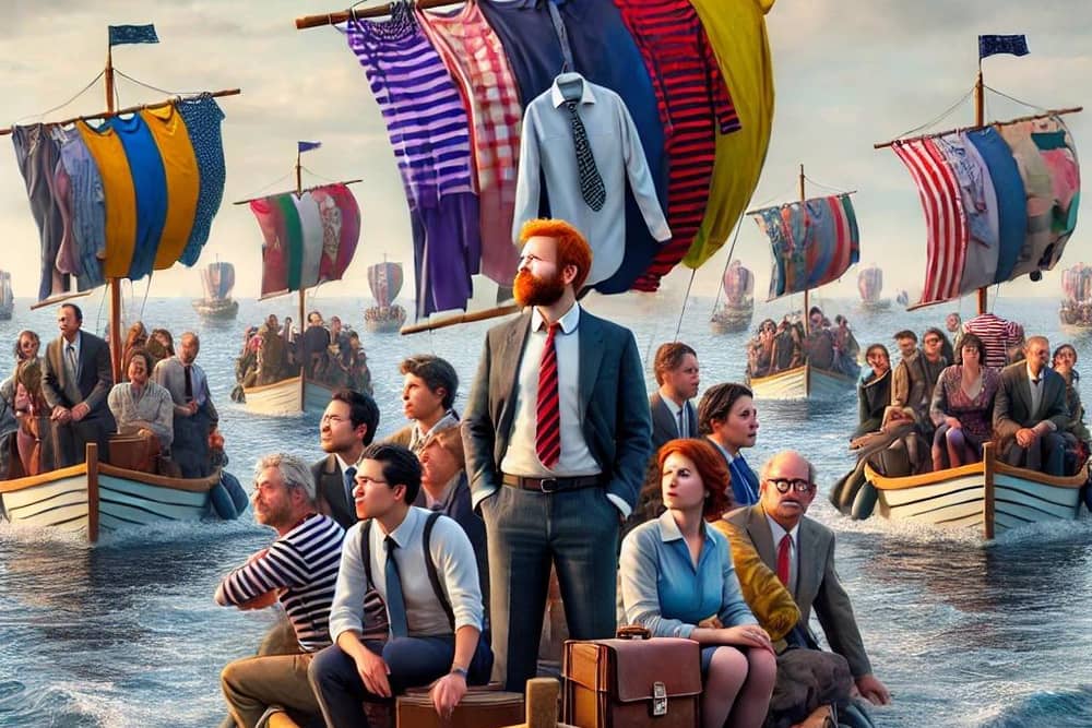 Sailing into unmarked laundry territory.    Image created by AI.
