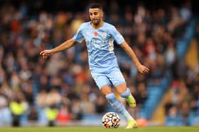 Manchester City winger Riyad Mahrez is linked with Newcastle United. (Photo by Naomi Baker/Getty Images)