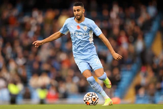 Manchester City winger Riyad Mahrez is linked with Newcastle United. (Photo by Naomi Baker/Getty Images)
