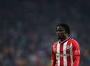 Mohammed Salisu of Southampton looks on during the Premier League match between Wolverhampton Wanderers  and  Southampton at Molineux on January 15, 2022 in Wolverhampton, England. (Photo by Naomi Baker/Getty Images)