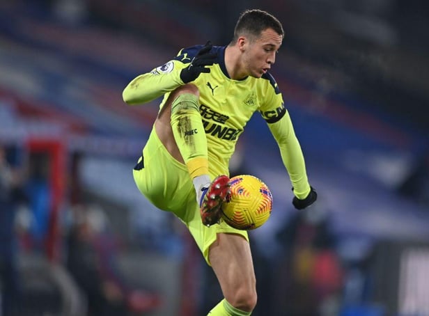 Newcastle United's Spanish midfielder Javier Manquillo controls the ball during the English Premier League football match between Crystal Palace and Newcastle United at Selhurst Park in south London on November 27, 2020.