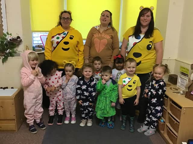 Staff and children at Nurserytime South Shields wore pyjamas for the day for Children in Need.
