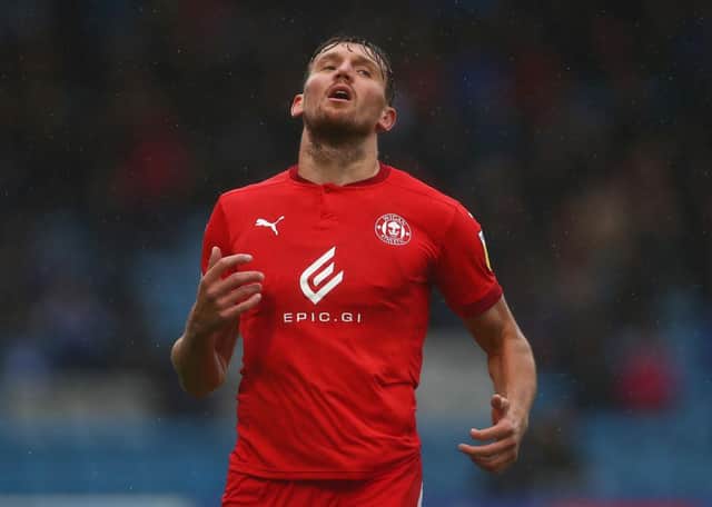 Charlie Wyke playing for Wigan Athletic.