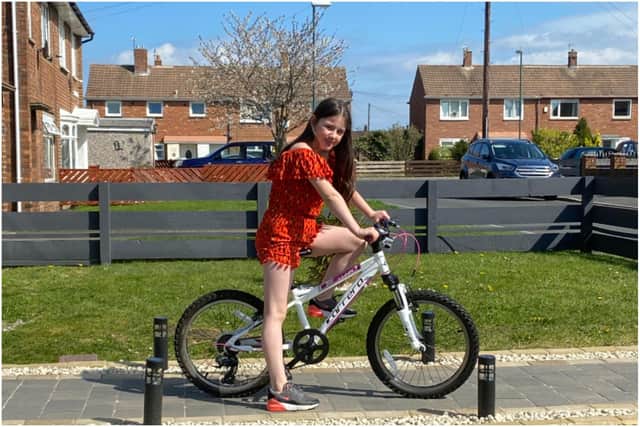 Gracie Young will cycle five miles from Whitburn to South Shields to raise funds for her brother James who has Battens Disease.