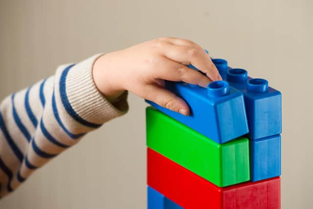 Child playing with blocks