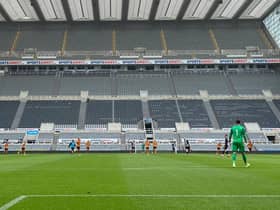Newcastle United play a friendly at an empty St James's Park.