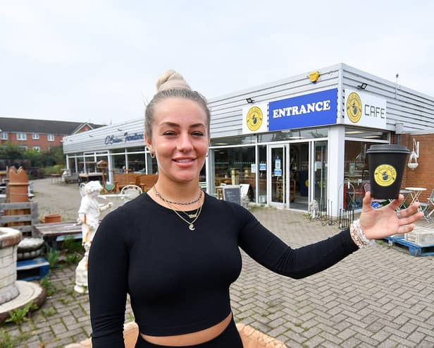 Emily Holmes outside of The Deja Brew Coffee Shop East Boldon.   Picture by FRANK REID.