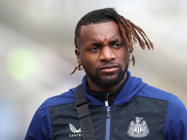 Allan Saint-Maximin of Newcastle United arrives at the stadium prior to the Premier League match between Newcastle United and Brighton & Hove Albion at St. James Park on March 05, 2022 in Newcastle upon Tyne, England. (Photo by Ian MacNicol/Getty Images)