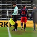 Callum McFadzean leaves the field during the 3-0 win over MK Dons