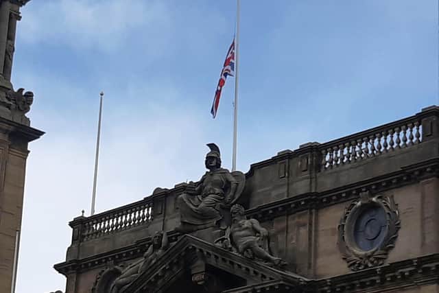 South Shields town hall's flag at half-mast as a mark of respect to Prince Philip.