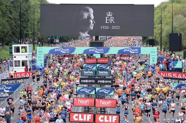 A minute's silence was held in memory of Queen Elizabeth II ahead of the Great North Run.