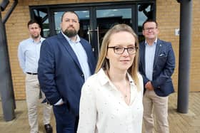 Sarah Sabin, new senior design lead architect at Castle with (from left) design manager Matt Thomas, new senior design lead Andrew Bowkett and technical director Simon Groom,.