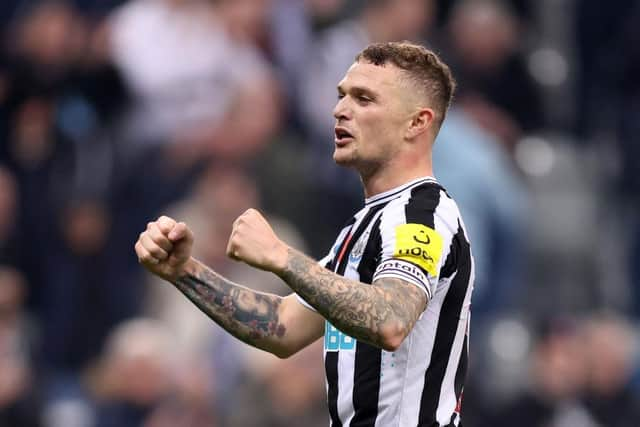 Newcastle United defender Kieran Trippier celebrates the Chelsea win.