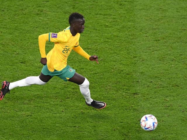 Garang Kuol and Australia have progressed to the Round of 16 at the World Cup (Photo by Stu Forster/Getty Images)