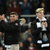 Newcastle United signings Harrison Ashby and Anthony Gordon on the pitch last night.