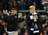 Newcastle United signings Harrison Ashby and Anthony Gordon on the pitch last night.