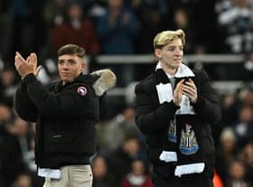 Newcastle United signings Harrison Ashby and Anthony Gordon on the pitch last night.
