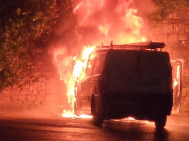 Van goes up in flames as Spar convenience store evacuated