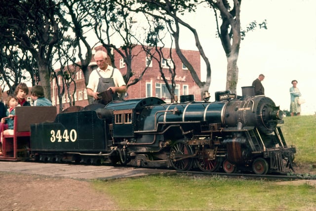 Jack Wakefield, one of the founding three, readies Mountaineer for another trip round the lake during the first season of the railway in 1972.