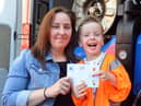 Robbie Plewa, four, with mam Sam. Ollie was delighted when Northumbrian Water paid him a surprise visit.