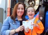 Robbie Plewa, four, with mam Sam. Ollie was delighted when Northumbrian Water paid him a surprise visit.