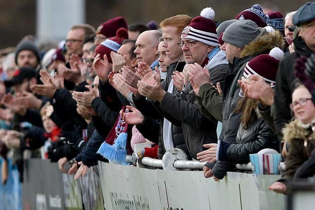 South Shields supporters in their last game before the season was ended.