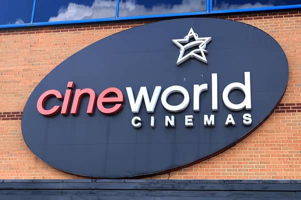 A Cineworld cinemas sign.