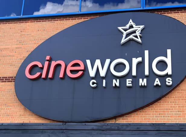A Cineworld cinemas sign.