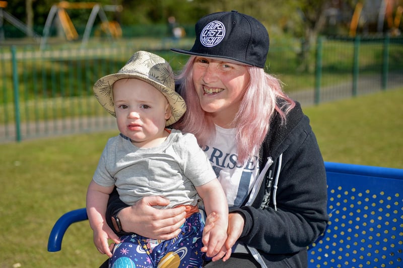 Worksop getting back to normal as the country eases out of lockdown, pictured enjoying the sun at The Canch is Rebecca Scott with 15 month old Son Elliott Kelsey-Scott