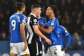 Everton's Mason Holgate will be in the squad to face Newcastle United on Wednesday (Photo by ANTHONY DEVLIN/AFP via Getty Images)