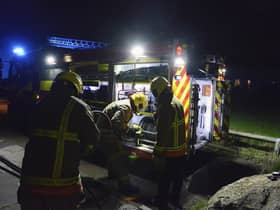 Firefighter At Night (Tyne and Wear FRS stock pic)