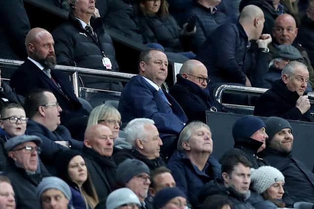 NEWCASTLE UPON TYNE, ENGLAND - JANUARY 14: Owner Mike Ashley watches on during the FA Cup Third Round Replay match between Newcastle United and Rochdale at St. James Park on January 14, 2020 in Newcastle upon Tyne, England. (Photo by Ian MacNicol/Getty Images)
