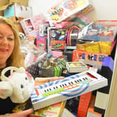 Viv Watts of Hope 4 Kidz with some of your toy appeal donations.