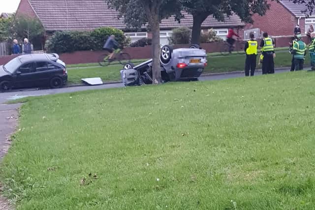 Emergency services at the scene of the crash on Prince Edward Road in South Shields.