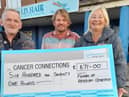 John Stewart and Mark William Young from Friends of Hebburn Cemetery with Deborah Roberts of Cancer Connections