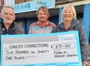John Stewart and Mark William Young from Friends of Hebburn Cemetery with Deborah Roberts of Cancer Connections