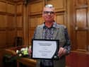 Lee Hughes with his Covid Act of Kindness Community Award.
