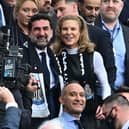 Newcastle United chairman Yasir Al-Rumayyan and part-owner Amanda Staveley. (Photo by PAUL ELLIS/AFP via Getty Images)