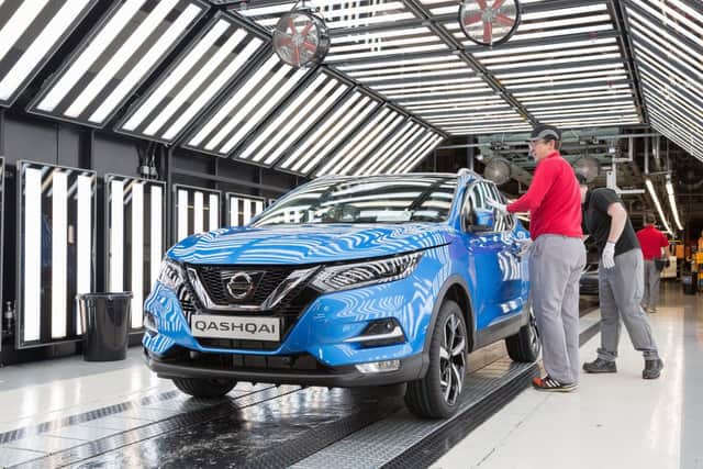 An existing model of the Qashqai on the production line of Nissan's Sunderland plant.