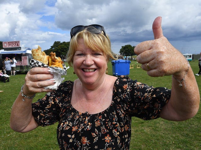 Diane McQueen gives us a thumbs up after ordering a wrap.