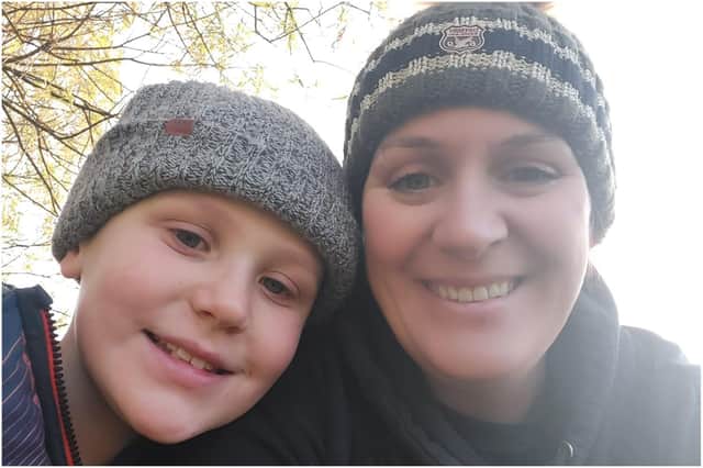 Shona Corner with son Riley Corner, nine.