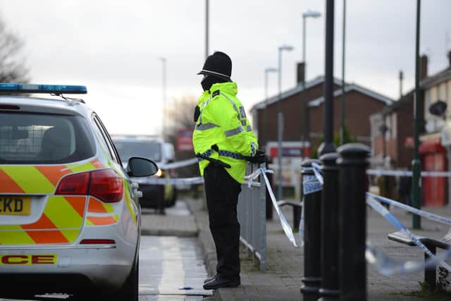 Police cordoned off the shops on Whiteleas Way following the attack.