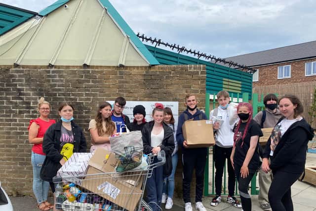 The group of National Citizen Service youngsters making their donation to the Hospitality and Hope food bank in South Shields.