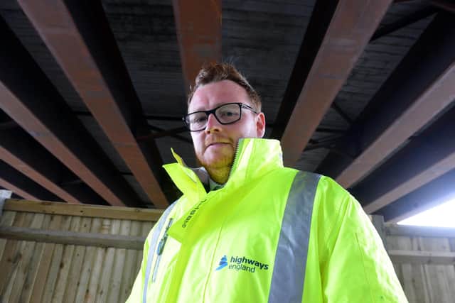 Highways England project manager Liam Quirk at the flyover of the Testo's junction upgrade.