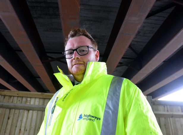 Highways England project manager Liam Quirk at the flyover of the Testo's junction upgrade.