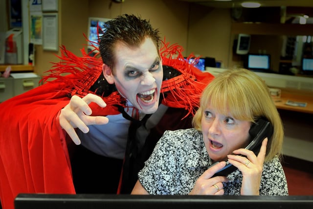 Free tickets were being offered for a performance of Dracula at the Customs House for any with Stoker as their surname.  Daniel Clifford and box office Dianne Jackson were in the picture in 2013.