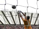 Newcastle United's Martin Dubravka makes a save against Liverpool.
