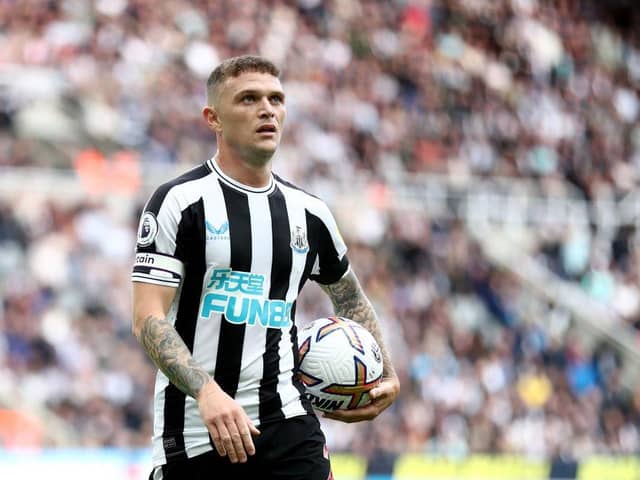 Kieran Trippier of Newcastle United prepares to take a corner during the Premier League match between Newcastle United and AFC Bournemouth at St. James Park on September 17, 2022 in Newcastle upon Tyne, England. (Photo by George Wood/Getty Images)