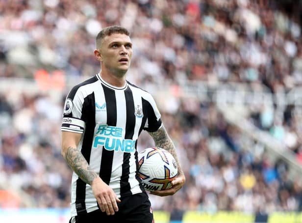 Kieran Trippier of Newcastle United prepares to take a corner during the Premier League match between Newcastle United and AFC Bournemouth at St. James Park on September 17, 2022 in Newcastle upon Tyne, England. (Photo by George Wood/Getty Images)